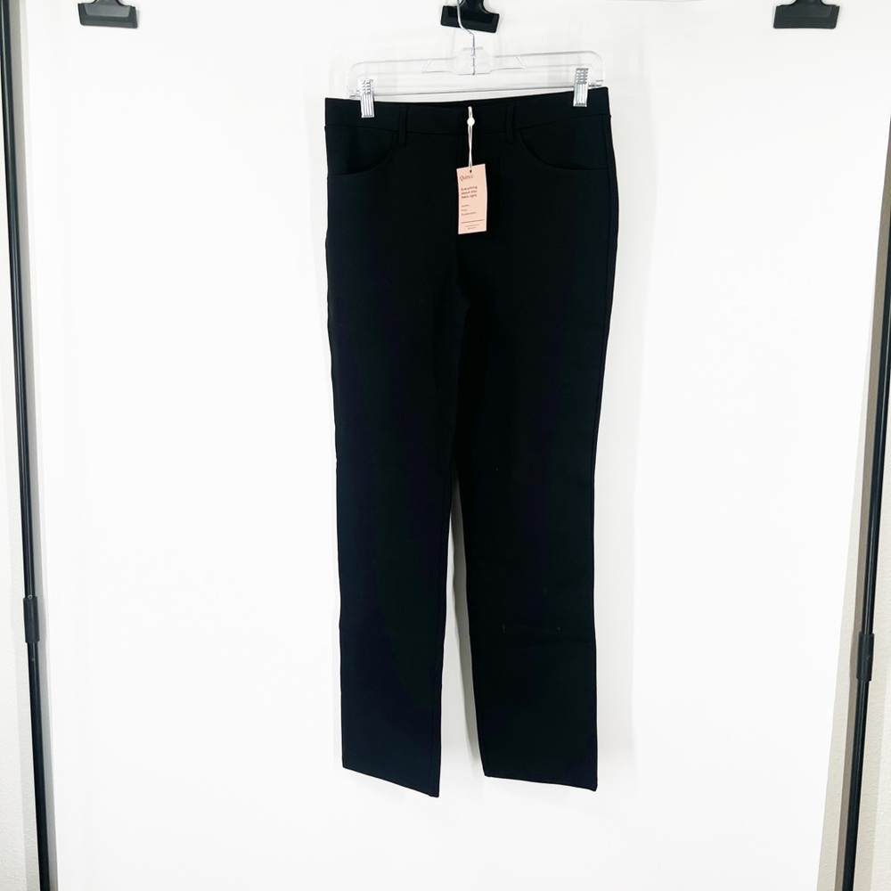 Quince Ultra-Stretch Ponte Straight Leg 4-Pocket Pants in Black NWT